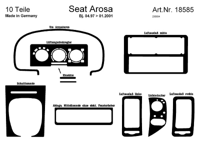 Prewoodec interieurset seat arosa 3/1997- 10-delig - felgeel seat arosa (6h)  winparts