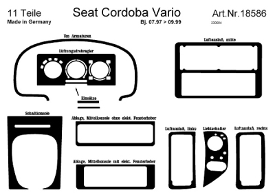 Prewoodec interieurset seat cordoba vario 3/1997- 10-delig - aluminium seat cordoba (6k1, 6k2)  winparts