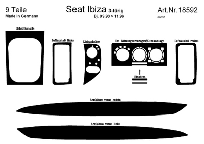 Foto van Prewoodec interieurset seat ibiza 1993-9/1996 8-delig - wortelnoot seat ibiza ii (6k1) via winparts