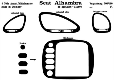 Foto van Prewoodec interieurset seat alhambra 4/1995- 8-delig - aluminium seat alhambra (7v8, 7v9) via winparts
