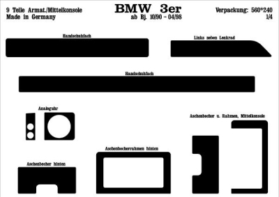 Prewoodec interieurset bmw 3-serie e36 1991-1998 9-delig - carbon-look bmw 3 touring (e36)  winparts