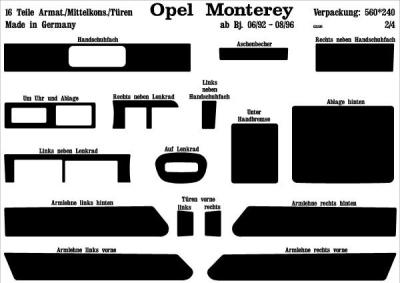 Prewoodec interieurset opel monterey -9/1995 16-delig - aluminium opel monterey a (ubs_)  winparts