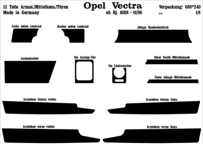 Foto van Prewoodec interieurset opel vectra a/calibra 1987-9/1995 12-delig - aluminium opel vectra a hatchback (88_, 89_) via winparts