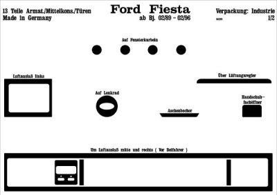 Foto van Prewoodec interieurset ford fiësta 1989-11/1995 13-delig - aluminium ford fiesta iii (gfj) via winparts