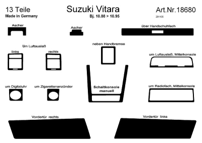 Prewoodec interieurset suzuki vitara -7/1995 13-delig - aluminium suzuki vitara (et, ta)  winparts