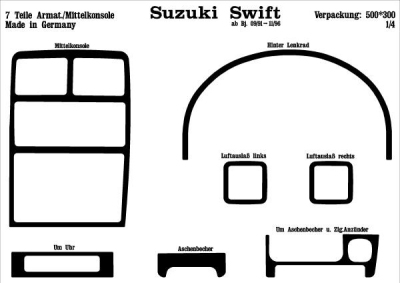 Foto van Prewoodec interieurset suzuki swift 5/1991-9/1996 7-delig - aluminium suzuki swift ii saloon (ah, aj) via winparts
