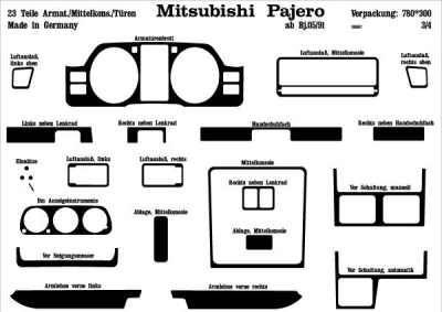 Foto van Prewoodec interieurset mitsubishi pajero 4x4 7/1991- 23-delig - aluminium mitsubishi pajero pinin (h6_w, h7_w) via winparts