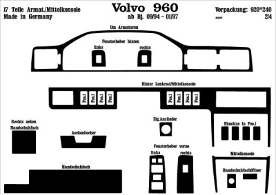 Foto van Prewoodec interieurset volvo 960 -4/1997 17-delig - wortelnoot volvo 960 ii (964) via winparts
