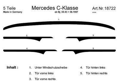 Prewoodec interieurset mercedes c-klasse w202 6/1993- 5-delig - mahonie mercedes-benz c-klasse (w204)  winparts