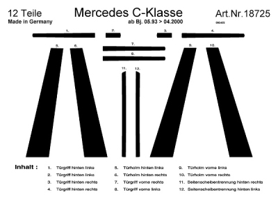 Prewoodec exterieurset mercedes c-klasse w202 6/1993- 12-delig - carbon-look mercedes-benz c-klasse (w202)  winparts