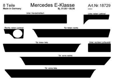 Prewoodec interieurset mercedes e-klasse w124 -5/1995 8-delig - aluminium mercedes-benz e-klasse cabriolet (a124)  winparts