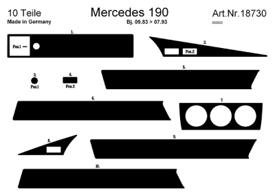 Prewoodec interieurset mercedes w201 (190) 12/83-5/1993 10-delig - wortelnoot mercedes-benz 190 (w201)  winparts