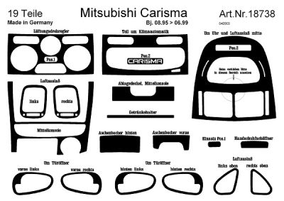 Foto van Prewoodec interieurset mitsubishi carisma 3/5-deurs 1995-6/1999 18-delig - carbon-look mitsubishi carisma saloon (da_) via winparts