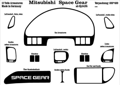 Foto van Prewoodec interieurset mitsubishi space gear 3/1995- 13-delig - wortelnoot via winparts