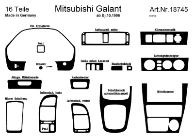 Foto van Prewoodec interieurset mitsubishi galant 12/1996- 16-delig - wortelnoot mitsubishi galant vi stationwagen (ea_) via winparts