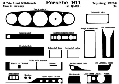 Prewoodec interieurset porsche 911 8/1989- 21-delig - wortelnoot porsche 911 (996)  winparts