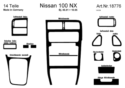 Prewoodec interieurset nissan 100nx 1990-1996 14-delig - wortelnoot nissan 100 nx (b13)  winparts