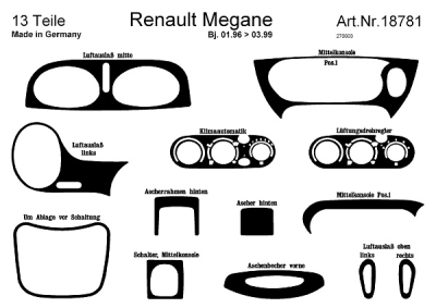 Prewoodec interieurset renault megane 1/1996-2/1999 13-delig - aluminium renault megane i cabriolet (ea0/1_)  winparts