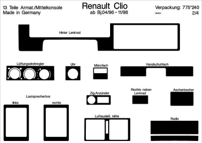 Prewoodec interieurset renault clio 5/1996-1998 13-delig - wortelnoot renault clio i (b/c57_, 5/357_)  winparts
