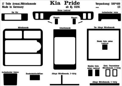 Foto van Prewoodec interieurset kia pride 3/5-deurs 9/1995- 15-delig - wortelnoot kia pride stationwagen via winparts