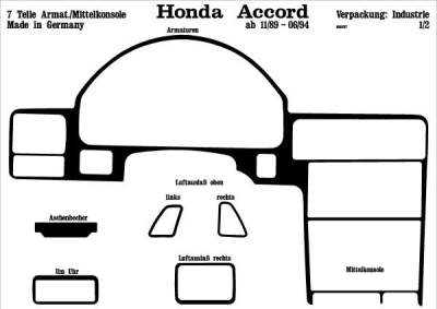 Foto van Prewoodec interieurset honda accord 4-deurs 1990-10/1992 7-delig - wortelnoot honda accord v coupé (cd) via winparts