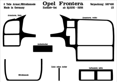 Foto van Prewoodec interieurset opel frontera 3/5-deurs 9/1997- 6-delig - aluminium opel frontera a sport (5_sud2) via winparts