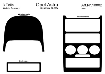 Prewoodec interieurset opel astra g 3/1998-2/2004 3-delig - aluminium opel astra g bestelwagen (f70)  winparts