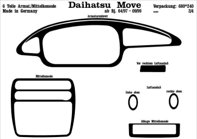 Foto van Prewoodec interieurset daihatsu move 4/1997-8/1999 7-delig - wortelnoot daihatsu move (l6_, l9_) via winparts