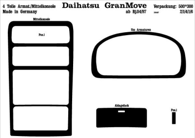 Prewoodec interieurset daihatsu grand move 4/1997- 4-delig - wortelnoot daihatsu gran move (g3)  winparts