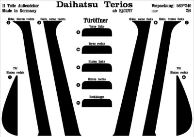 Prewoodec exterieurset daihatsu terios 7/1997- 11-delig - wortelnoot daihatsu terios (j1_)  winparts