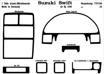 Prewoodec interieurset suzuki swift 10/1996- 7-delig - wortelnoot suzuki swift ii hatchback (ea, ma)  winparts