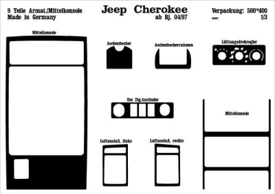 Foto van Prewoodec interieurset jeep grand cherokee 1/1996- 10-delig - wortelnoot jeep grand cherokee ii (wj, wg) via winparts