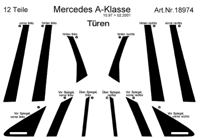 Prewoodec exterieurset mercedes a-klasse 9/1997-1/2001 12-delig - wortelnoot mercedes-benz a-klasse (w168)  winparts