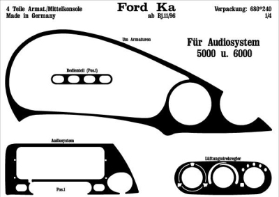 Prewoodec interieurset ford ka 5000+6000 10/1996- 4-delig - wortelnoot ford ka (rb_)  winparts