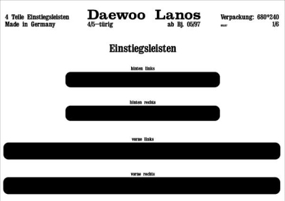 Foto van Prewoodec deurlijsten daewoo lanos 5/1997- 4-delig - carbon-look daewoo lanos (klat) via winparts