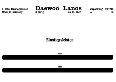 Prewoodec instaplijsten daewoo lanos 3-deurs 5/1997- - wortelnoot daewoo lanos saloon (klat)  winparts