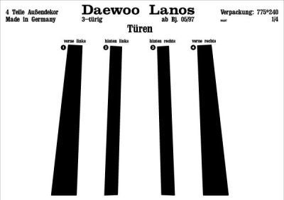 Foto van Prewoodec exterieurset daewoo lanos 3-deurs 5/1997- 4-delig - wortelnoot daewoo lanos (klat) via winparts