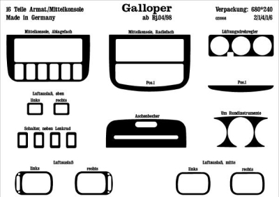 Prewoodec interieurset galloper 4/1998- 16-delig - wortelnoot hyundai galloper ii (jk-01)  winparts
