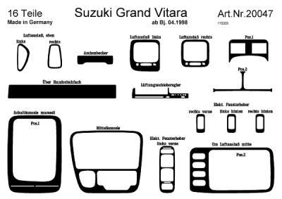 Prewoodec interieurset suzuki grand vitara 3/1998- 16-delig - aluminium suzuki grand vitara i (ft)  winparts