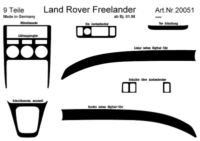 Prewoodec interieurset rover freelander 1/1998 9-delig - wortelnoot land rover freelander (ln_)  winparts