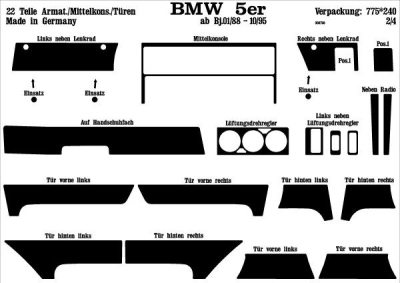 Prewoodec interieurset bmw 5-serie e34 1988-1996 22-delig - wortelnoot bmw 5 (e34)  winparts