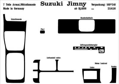 Prewoodec interieurset suzuki jimny 10/1998- 7-delig - aluminium suzuki jimny (fj)  winparts