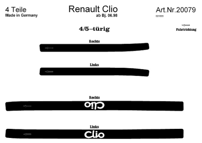 Foto van Prewoodec instaplijsten renault clio 4-deurs 1998- - aluminium renault clio ii (bb0/1/2_, cb0/1/2_) via winparts