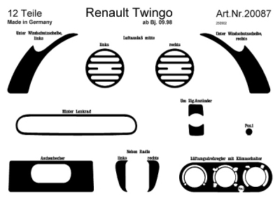 Prewoodec interieurset renault twingo 9/1998- 12-delig - wortelnoot renault twingo i (c06_)  winparts