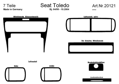 Foto van Prewoodec interieurset seat toledo incl. airco 1/1999- 7-delig - bordeaux rood seat toledo ii (1m2) via winparts