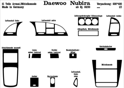 Prewoodec interieurset daewoo nubira 7/1999- 15-delig - wortelnoot daewoo nubira saloon (klan)  winparts