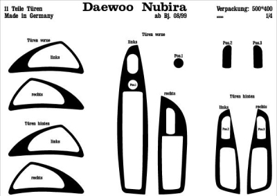 Prewoodec interieurset daewoo nubira 7/1999- 8-delig - wortelnoot daewoo nubira saloon (klan)  winparts