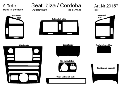 Foto van Prewoodec interieurset seat ibiza/cordoba 6k2 8/1999-2002 19-delig (soundsystem) - geel seat cordoba (6k2) via winparts