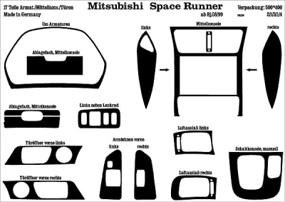 Foto van Prewoodec interieurset mitsubishi spacerunner 8/1998- 17-delig - wortelnoot mitsubishi space runner (n6_w) via winparts