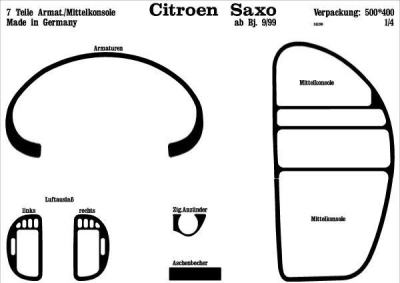 Prewoodec interieurset citroën saxo 9/1999- excl. startblokkering 7-delig - carbon-look citroen saxo (s0, s1)  winparts